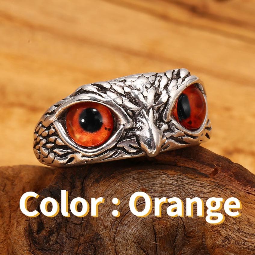 Retro Blue Eyes Owl Adjustable Ring for Women