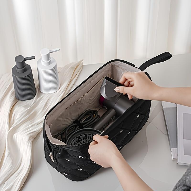 Hair Dryer Storage Bag For Travel Kawaii Cute Bow Embroidery Hair Tools Organizer With Zipper Cosmetic Makeup Bag 1-5PCS