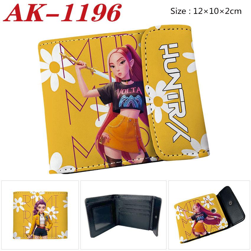 Anime Demon Huntress Group Merchandise Bifold Wallet PU Snap Button Short Purse Cartoon Card Holder Purple
