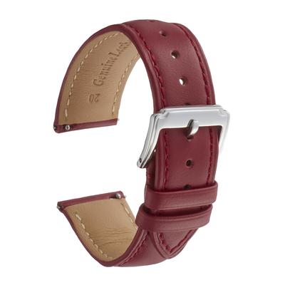 Calm Genuine Smooth Leather Watch Strap, Quick Release, for Watches and Smartwatches, 12mm To 24mm (21mm, Red)