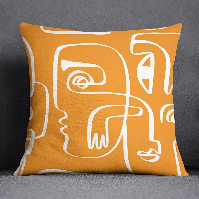 Office Living Room Home Pillowcase Simple Orange Flower Pattern Pillowcase Car Ornaments