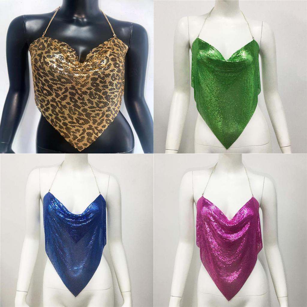 Metallic Leopard Print Crop Top With Sequins For Streetwear Women Fall Edition
