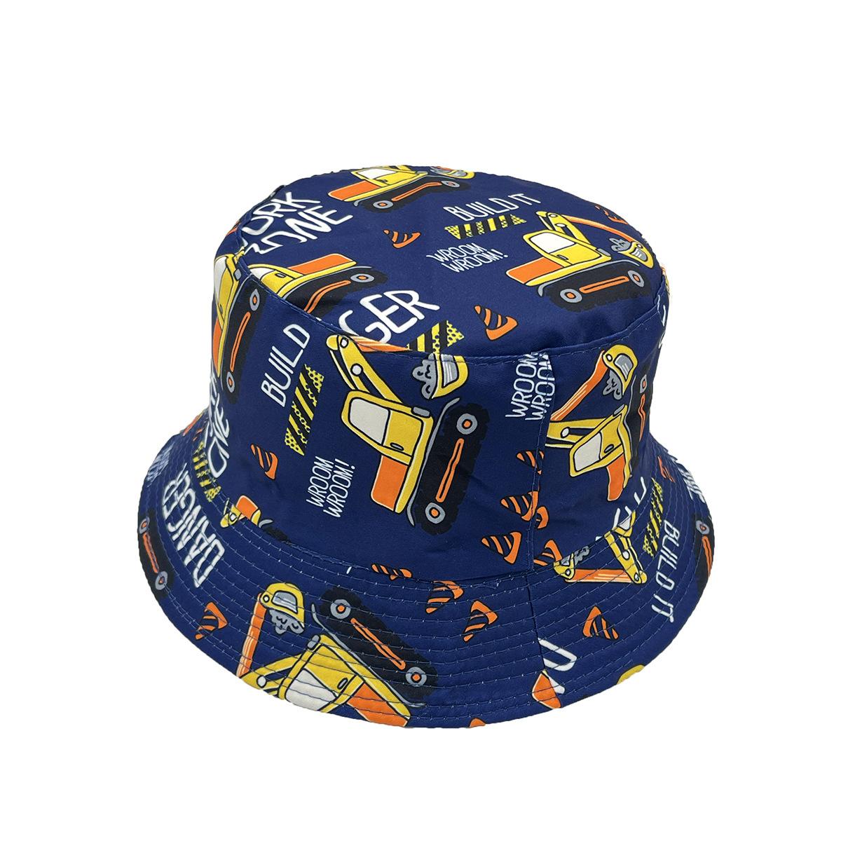 Cartoon Excavator Pattern Versatile Children S Bucket Hat Outdoor Leisure Sun Hat 54Cm kids 54cm тёмно-синий