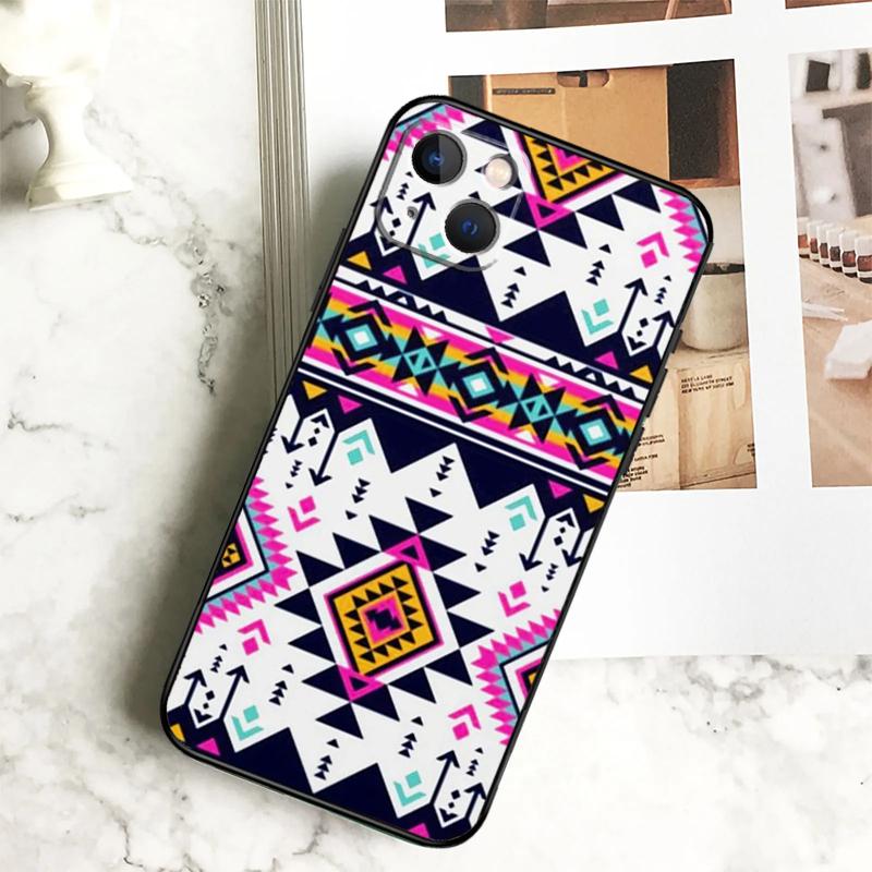 Tribal Aztec Geometric Colour Phone Case For iPhone 17 16 15 14 12 11 13 Pro Max Plus 12 13 Mini 16e 17 Air Cover Coque