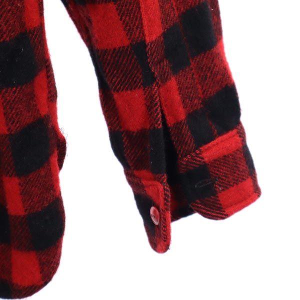 Woolrich 70s Vintage Wool Blend Check Pattern Long Sleeve Shirt S Reddish Men's Used