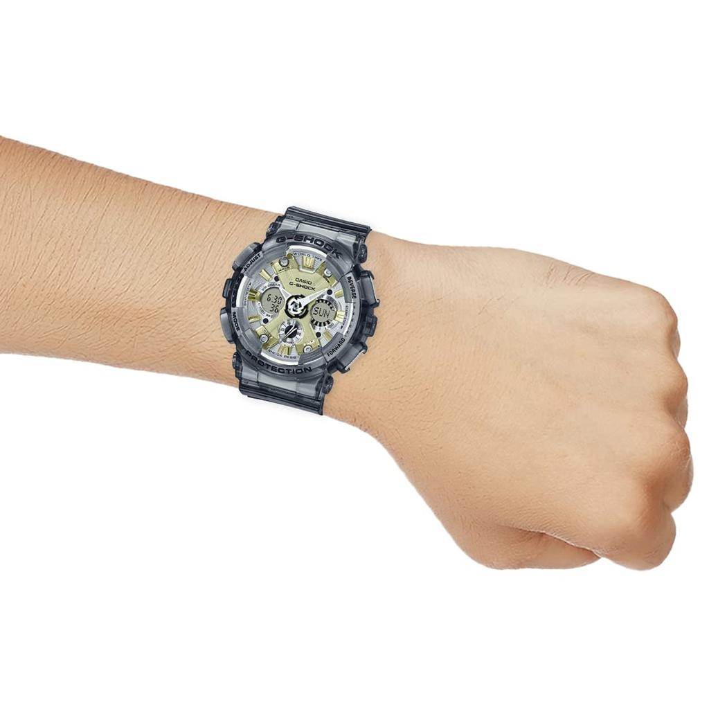 Casio G-SHOCK Analog Digital World Time Watch Gray Gold Modern