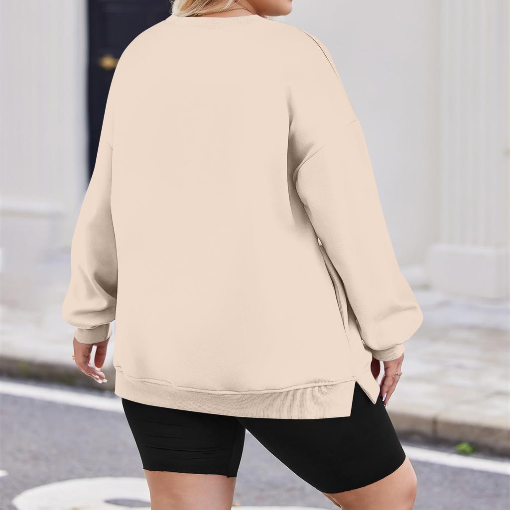 Plus Size Sweatshirt For Women Oversized Crewneck Long Sleeve Pullover Tops