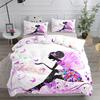 3pcs Neon Butterfly Girl Duvet Cover Set EU Single Double King US Twin Full Queen Size  Bed Linen Set Washed Cotton Duvet Cover