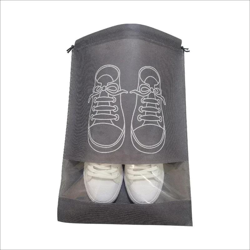 Portable Non-Woven Cloth Shoe Bags Waterproof Dustproof Travel Shoe Storage Bag Hanging Drawstring Packing Pouch Organizer