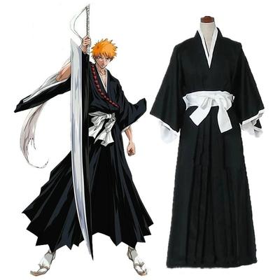Anime Bleach Kostým Kurosaki ichigo Cosplay pro muže Japonské tradiční kimono pro dospělé Představení Efektní role