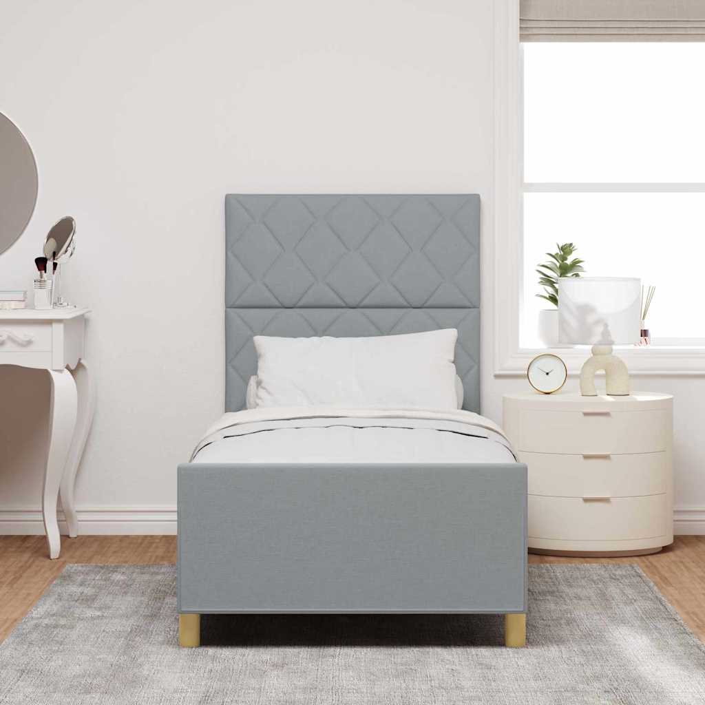 Bed Frame with Headboard Light Grey 100 x 200 cm Fabric