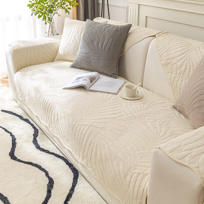 Pink Cotton Sofa Cushion Universal In All Seasons, Simple Modern Fabric Non-Slip Solid Wood Quilting Mat, Pure Cotton Cover In Summer