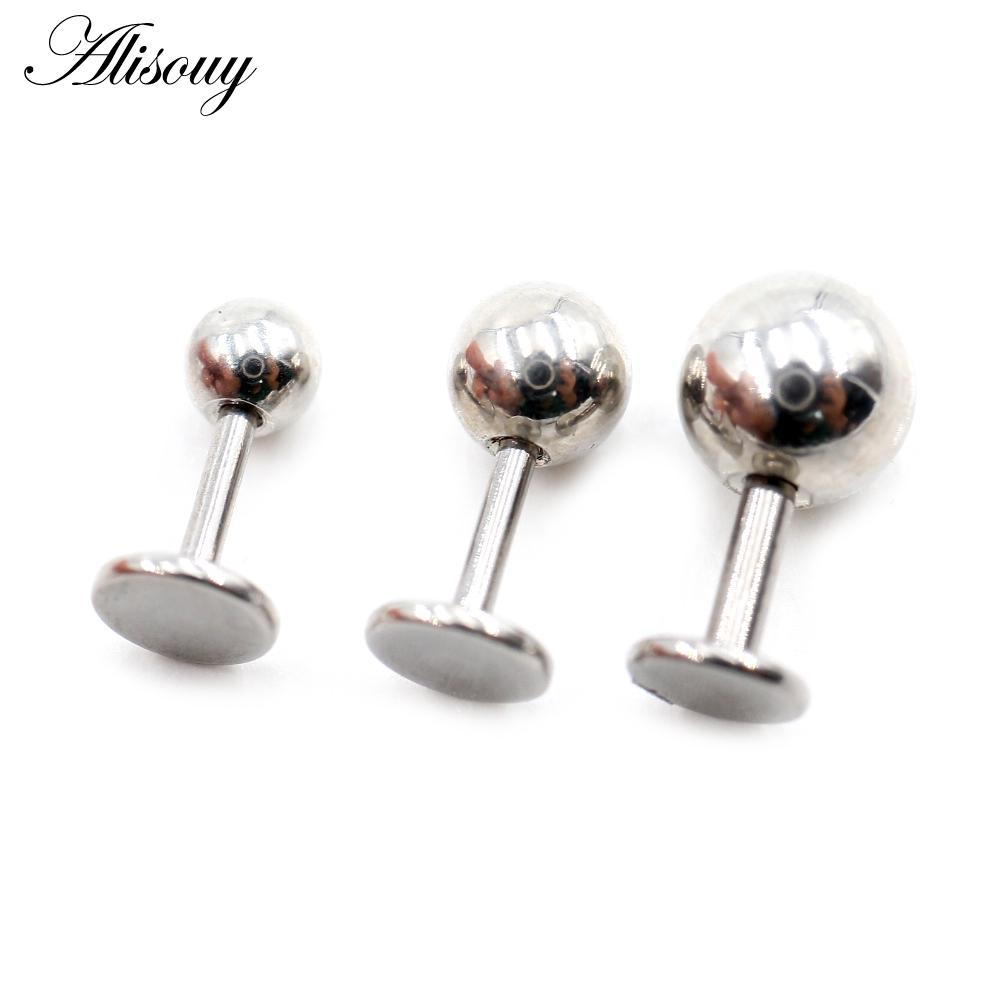 Alisouy 2ks 4mm gulička z nehrdzavejúcej ocele 16G/20G Tragus Helix Labret krúžky na pery Stud Chrupavka Piercing do uší Šperky na telo