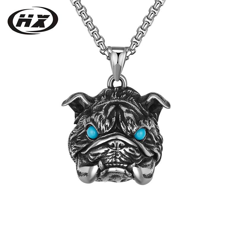 English Bulldog Titanium Steel Men's Pendant Necklace
