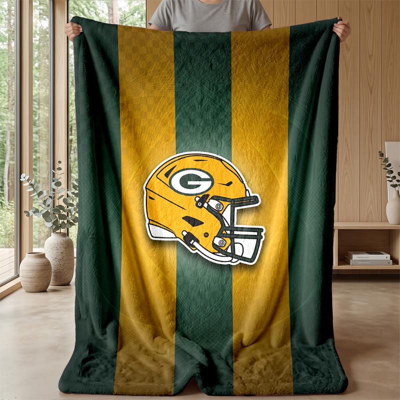 Green Bay Packers Flannel Fleece Blanket Cozy Warm Throw Blanket For Couch Bed Travel All Season Use