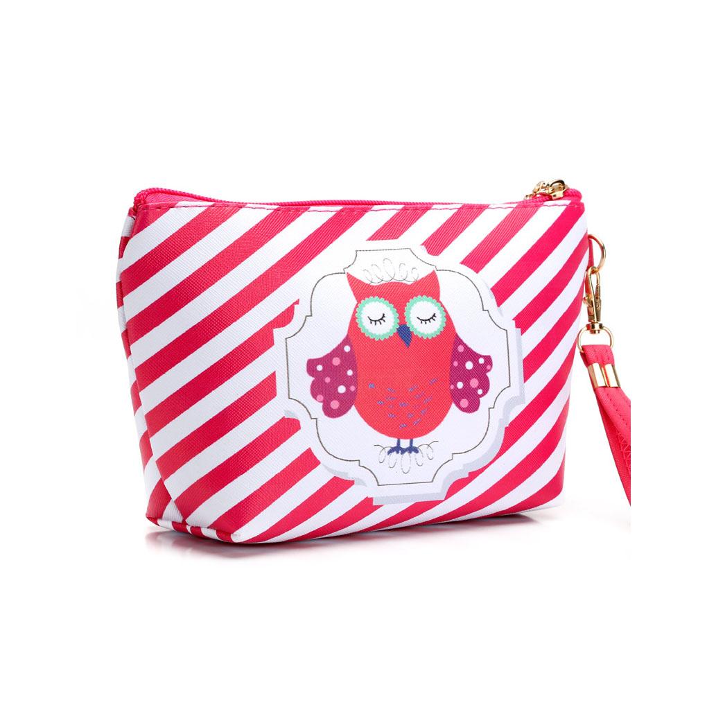 

PU Leather Woman Makeup Bag Portable Cute Storage Pouch Cartoon Zipper Cosmetic Organizer Container Travelling