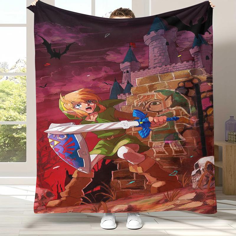 Retro Z-Zelda Cartoon Link Games Flannel Blanket,Ultra Soft Warm Plush Throw for Home Bedroom Bed Sofa Cover Camping Picnic Kid