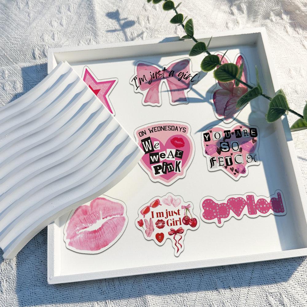 50-Piece Set of Pink Y2K Personality Stickers for Journals, DIY Projects, Phone Cases, and Notebooks