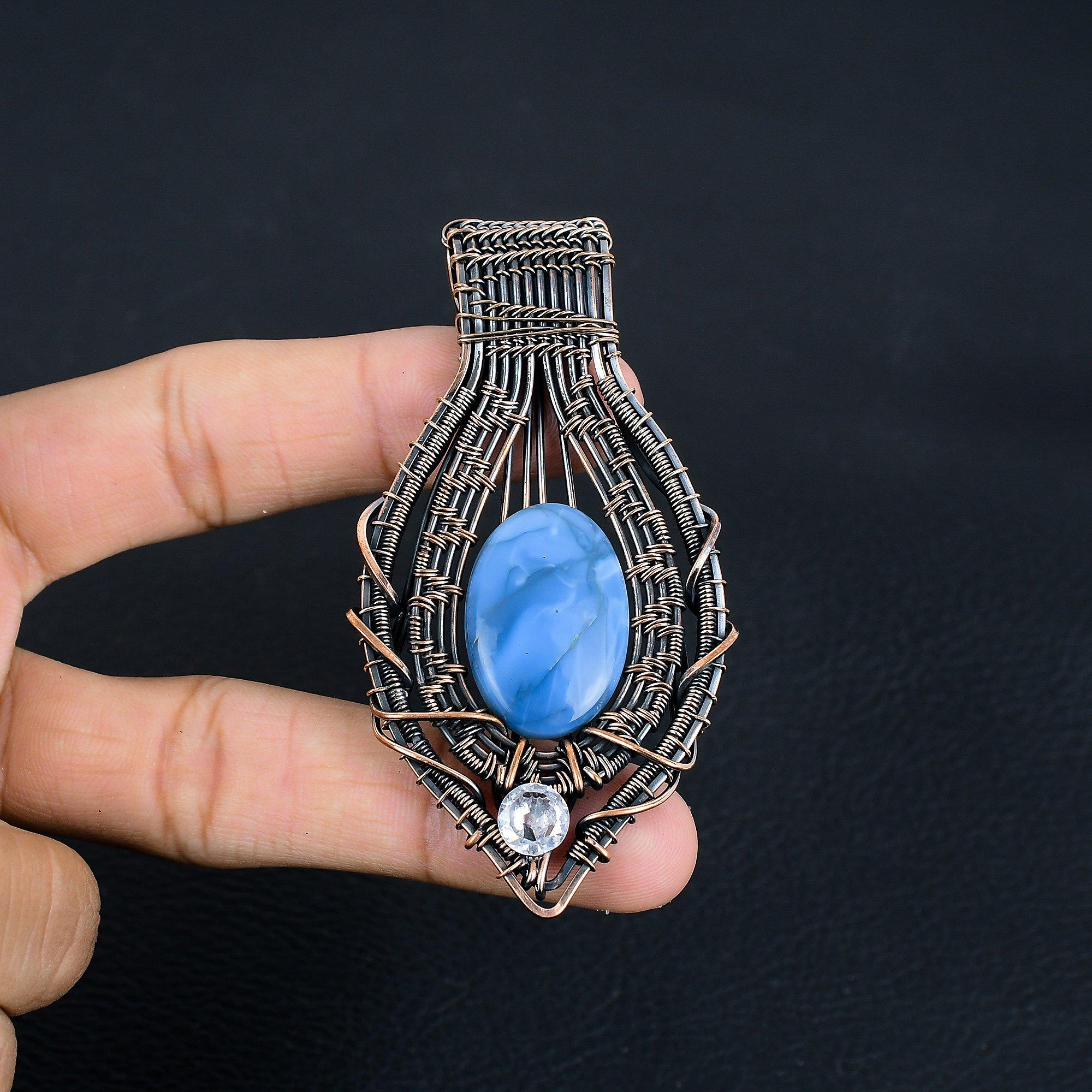 

Подвеска с опалом Оуайхи, Ювелирное изделие, обернутое медной проволокой 999 пробы, Подвеска с драгоценным камнем, Подарок для нее, Изящное ювелирное изделие ручной работы 3.14 Inches