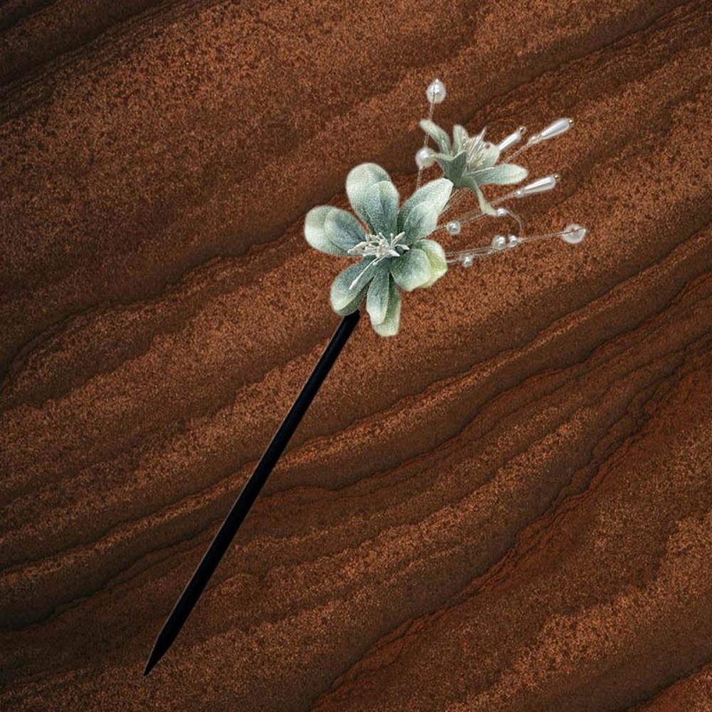 1-Piece Handmade Floral Hair Stick Set: Pastel Fabric Flowers with Pearl Accents, Ideal for Hanfu & Traditional Looks