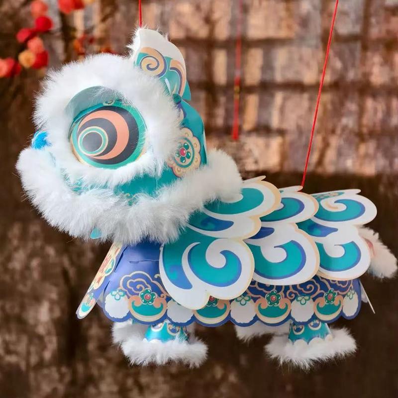 2026 Chinese New Year Lion Dance Lantern Waterproof Ancient Handmade Lantern DIY Material Package With Tassel Luminous Lantern
