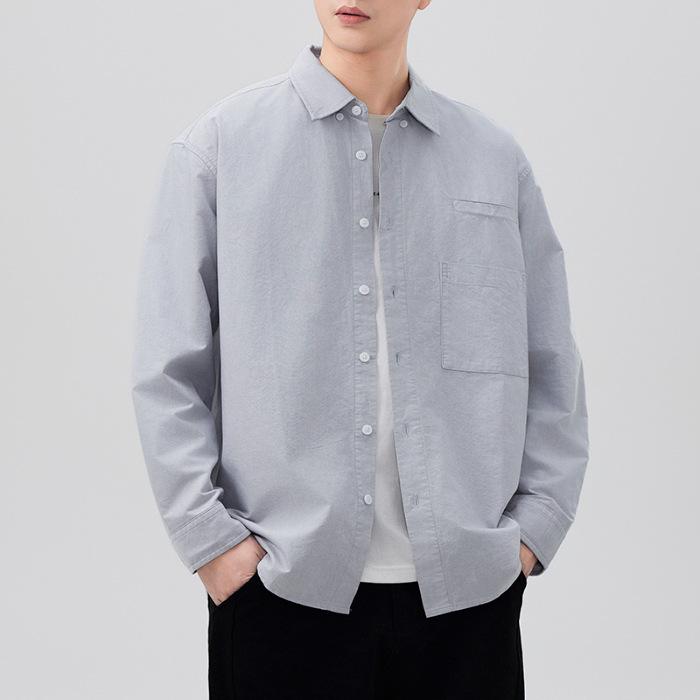 

New Japanese Retro Spring Long-sleeved Shirt Men s Oxford Cotton Shirt Shirt American Style 4XL