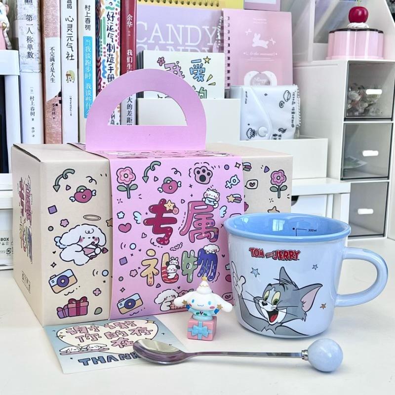 Cat and Mouse Cute Ceramic Mug Couple Coffee Milk Cup Children with Graduated Drinking Cup Birthday Gift