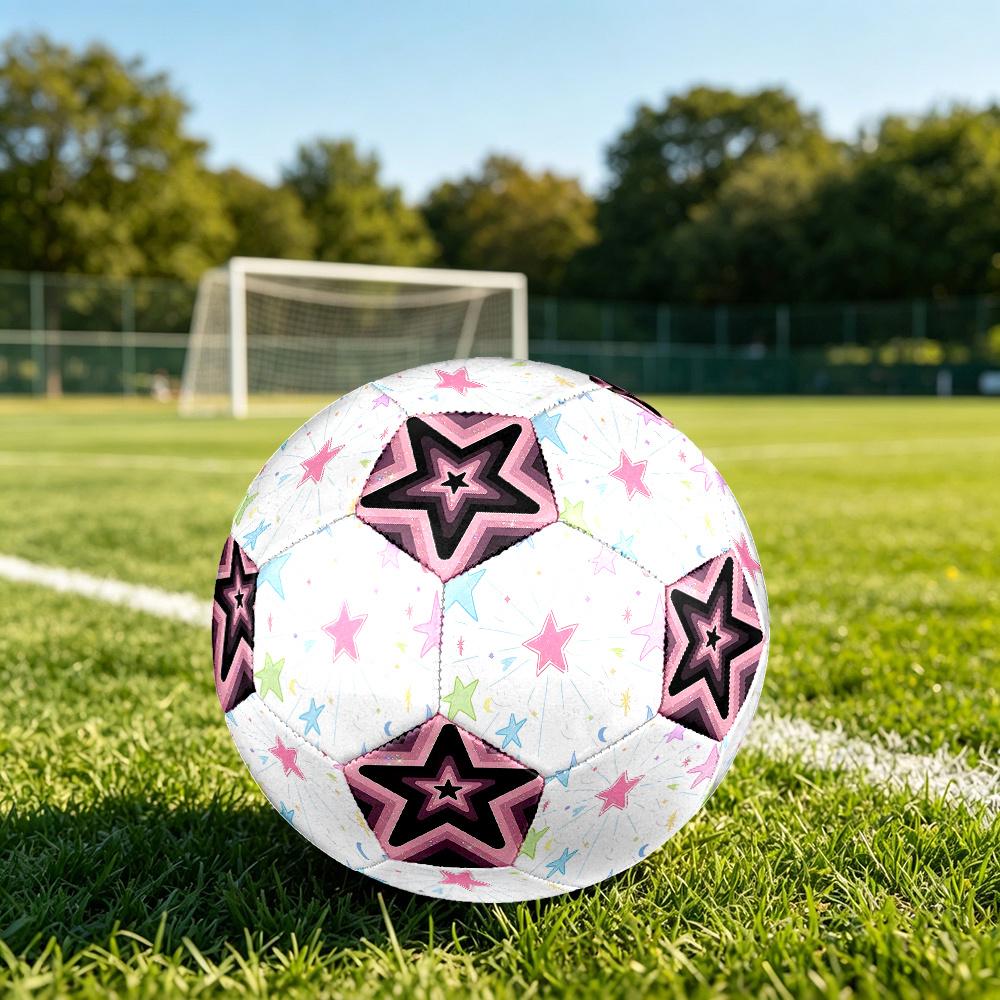1PC Starry Sky Fantasy Pink Star Kaleidoscope Soccer Ball Size 5 Football Machine Sewn Indoor/Outdoor Universal Football A52