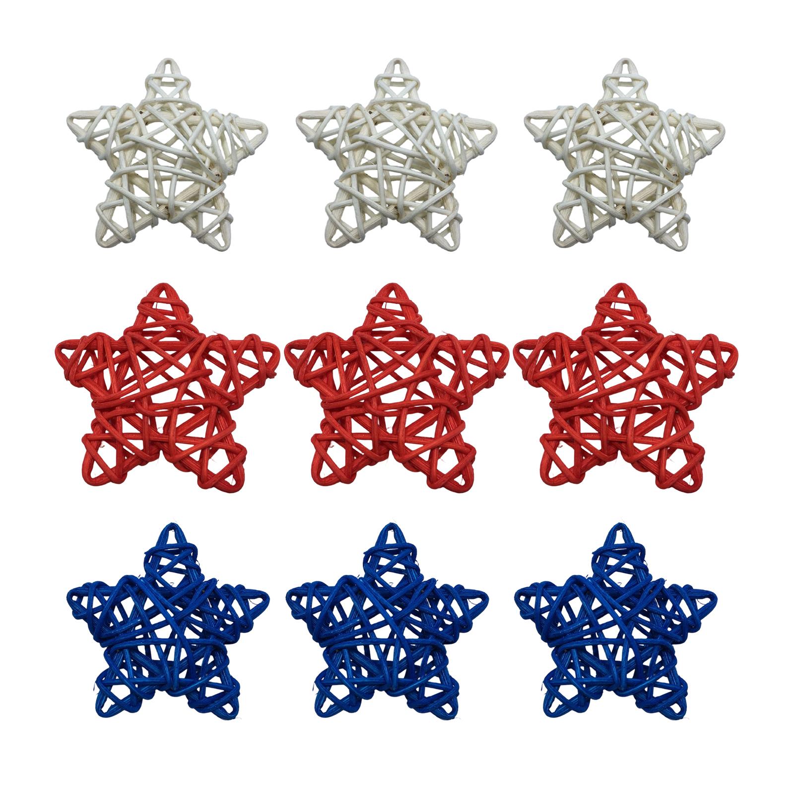 

Independence Day Five-Pointed Star Mixed Colors: Dark Blue + Bright Red + (9 Stars Per Pack) Rattan Decorations S
