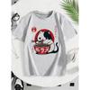 T-shirt per bambini stile giapponese Gatto che mangia Ramen Stampa 3D T-shirt a maniche corte per bambini Larga Casual Estiva all'aperto Strada Magliette per ragazzi e ragazze