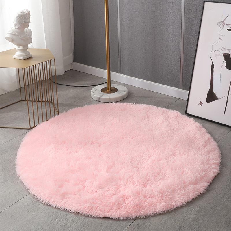 

Ковер гостиной и спальни круглый декоративный плюш чистого цвета 100 * 100км 100*100cm розовый