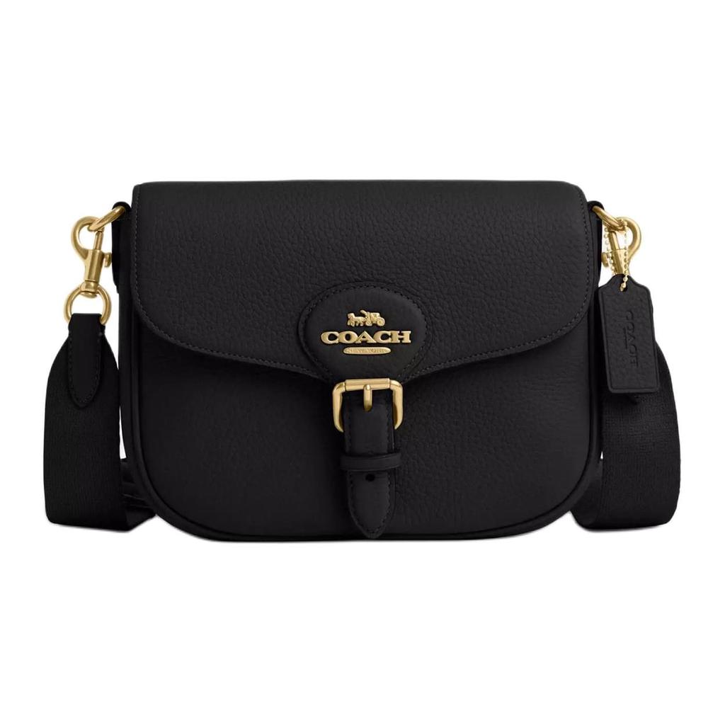 Coach Amelia Soft Pebbled Leather Crossbody Bags Medium Women's Black CP107-IMBLK