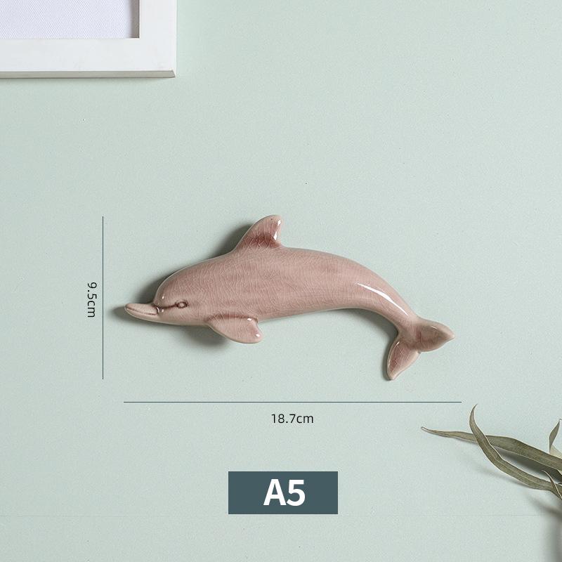 1 ks Nordic Style 3D keramické nástěnné malby s delfíny Nástěnné závěsné pozadí Dekor Řemesla Restaurace Obývací pokoj Kancelář Dekorace