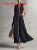 Spring 2026 Polyester Spliced Sleeveless Dress With Deep V Neck For Casual Wear