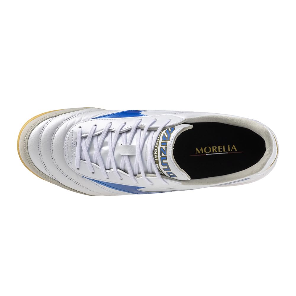 [Mizuno] Futsal Shoes Morelia SALA ELITE IN - Club Activities, Football, Soccer, Wide Fit, Lightweight, Indoor, Super White Pearl x Laser Blue, 26.0 c