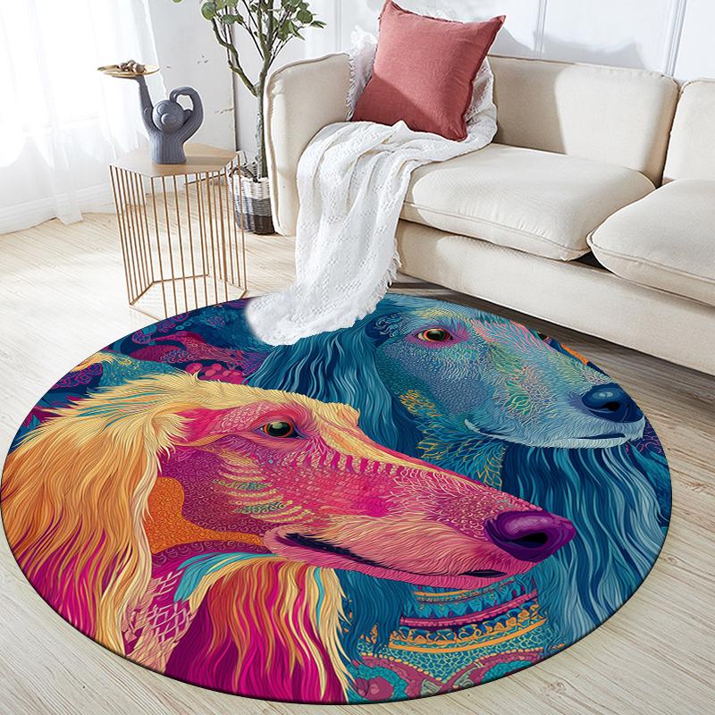 

Afghan Hound pattern round rug,Carpet Rug for Living Room Bedroom Playroom ,Non-slip Floor Mat,Holiday Gifts and Birthday Gifts. 80cmx80cm