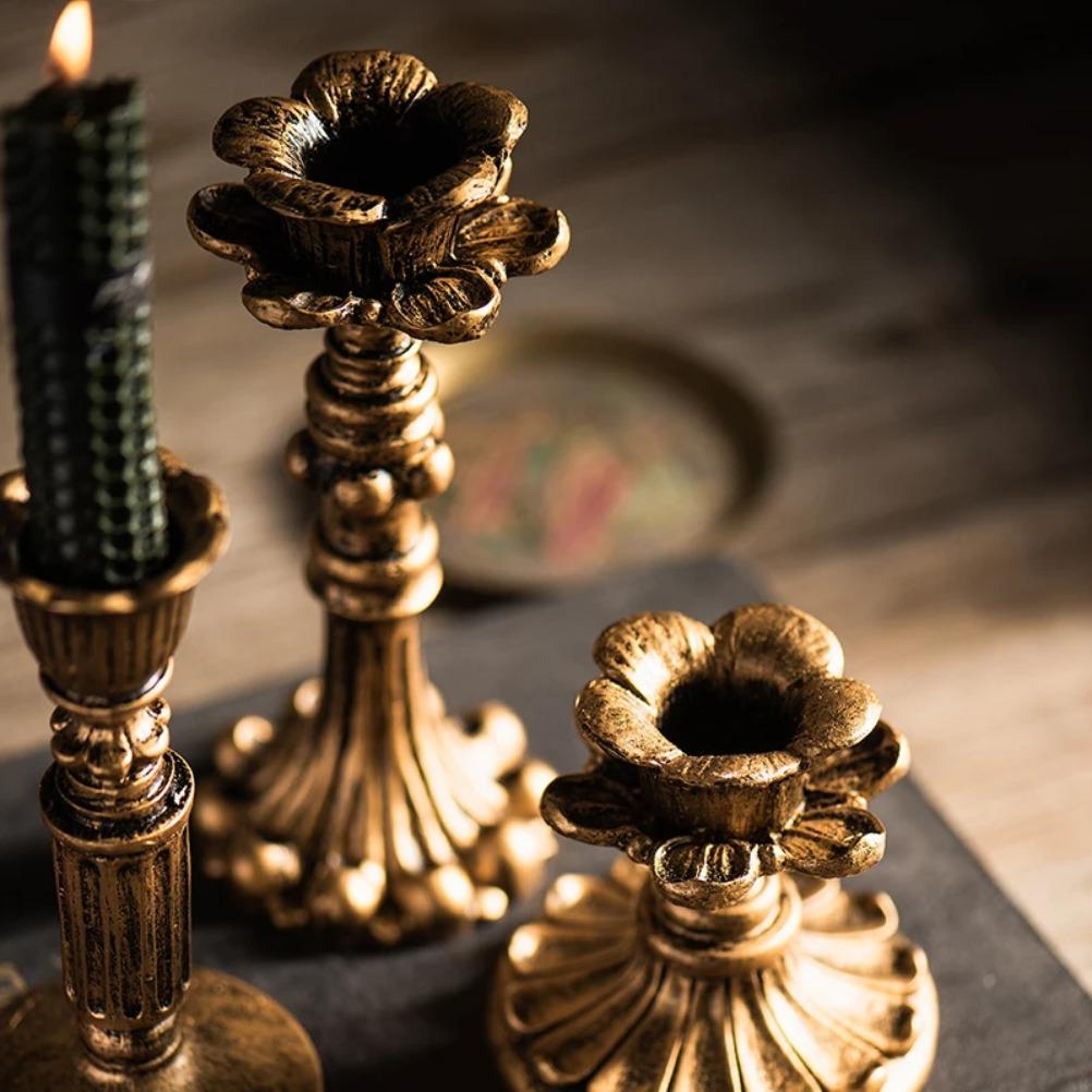 Retro Resin Candle Holder Antique Candle Holders Set Dining Room Table Top Decoration Wedding Decoration Photography Props