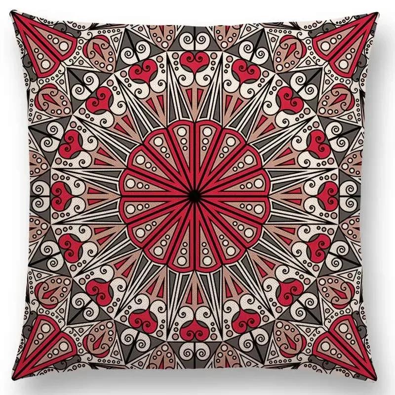 Hot Sale Bestselling African Animal Symbol Block Bohemian Geometric Floral Design Paisley Carnival Mandela Sofa Cushion 45*45cm
