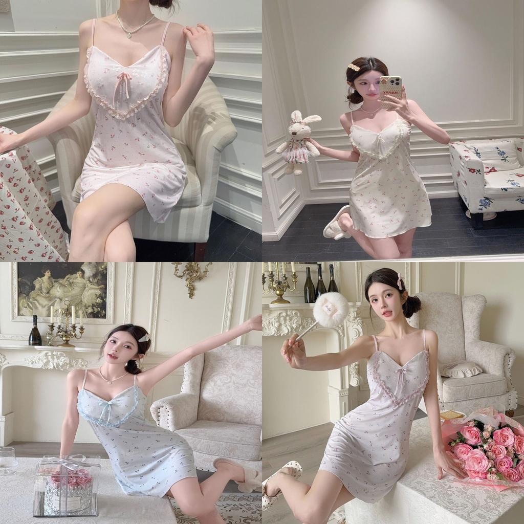 Ice Silk Summer Nightgown For Women Breathable Sleeveless Sleepwear Home Comfort