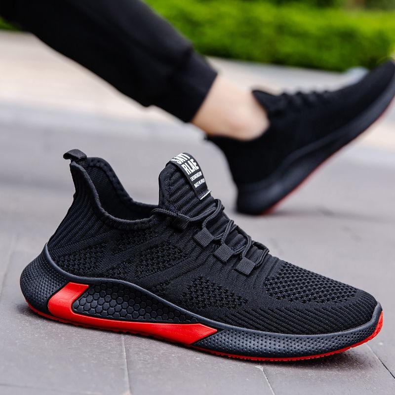 Flying woven men's shoes new breathable mesh trendy shoes spring casual sports shoes men