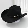Vintage Black Cowgirl Hats with Personalized Metal Buckle Leather Belt Women Men Wide Brim Jazz Caps Western Fedora Hat