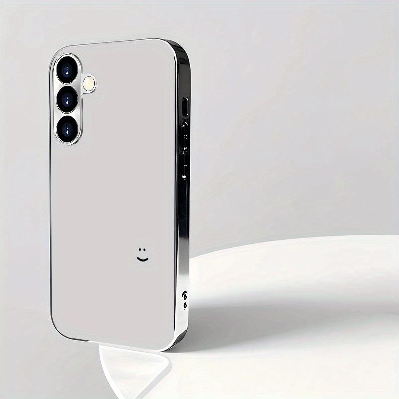 

Минималистичный серебряный чехол для телефона с рисунком улыбающегося лица Для Samsung Galaxy S26 S25 Edge S24 S23 FE S22 Ultra S20 S21 5G For Galaxy S26