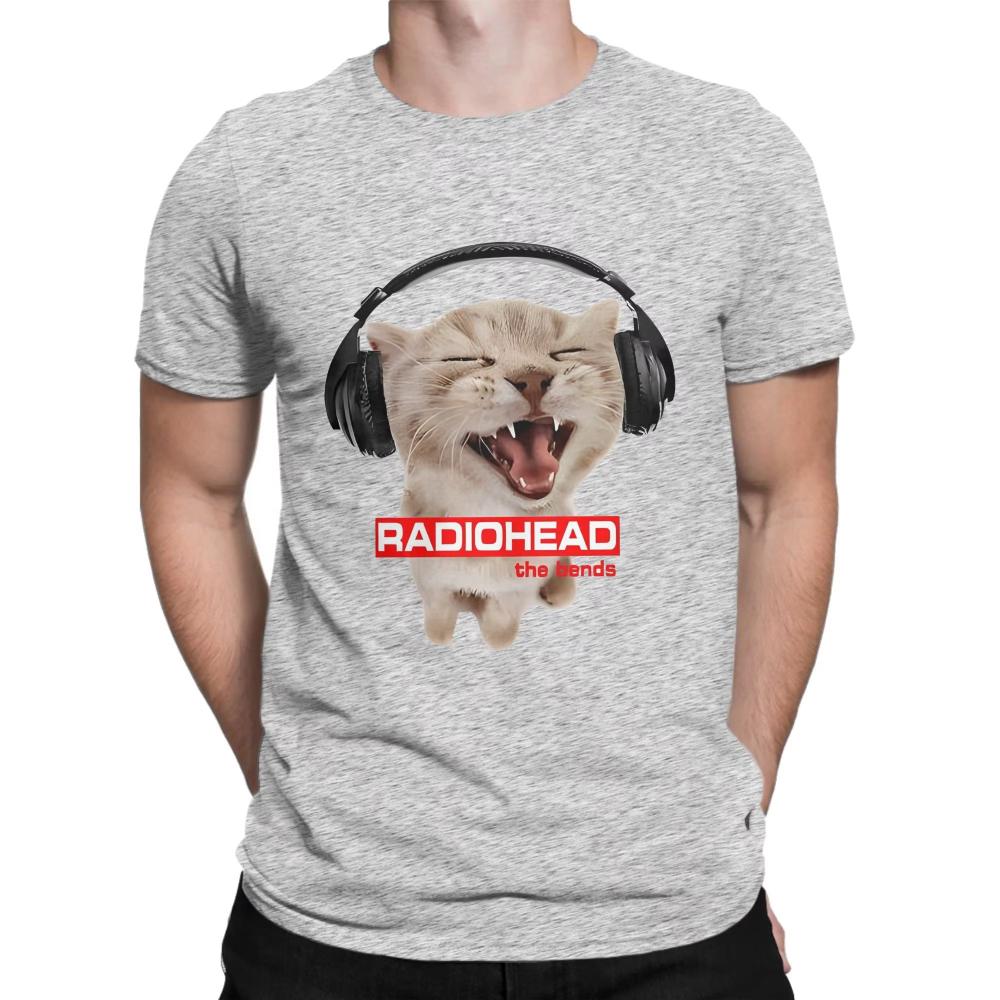 Streetwear T Shirt Summer Radiohead Hip Hop T Shirt Cat with Headphones Cotton T Shirt for Man Women Y2K Funny Hot Sale Top Tee