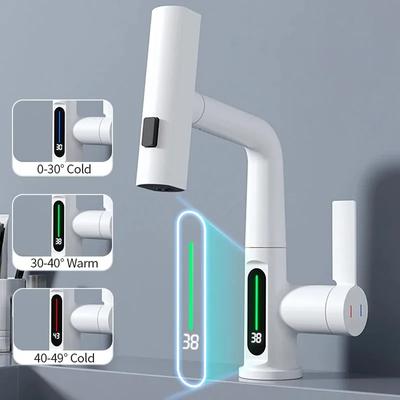 LED Intelligent Temperature Display Kitchen Faucet Hot and Cold Water Outlet Kitchen Sink Faucet Pull Type Sink Faucet Tap