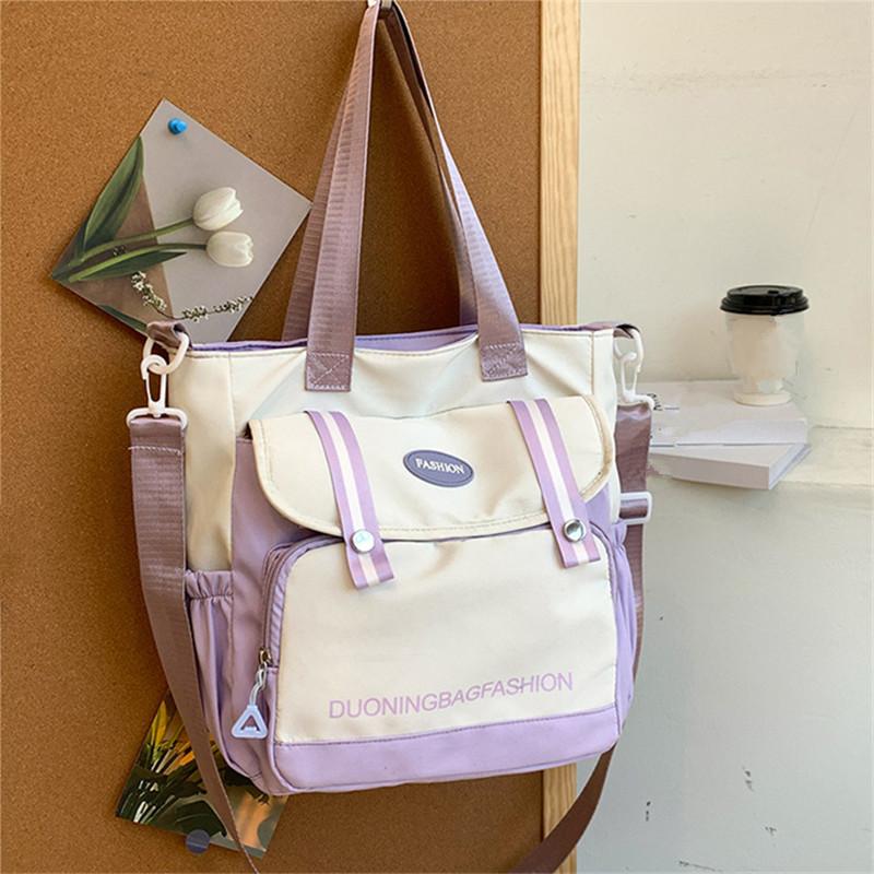 Harajuku College Canvas Bag, Japanese Style Large Capacity Single Shoulder Bag, Women'S Simple Handbag, Carry Books To Class