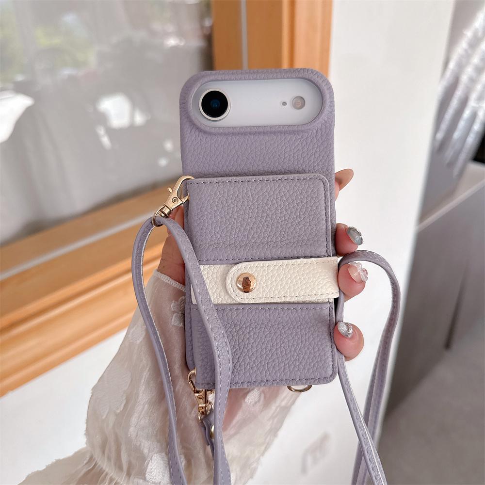 Crossbody Lanyard Mirror Leather Phone Case for IPhone 17 Air 16E 15 14 Plus 13 12 11 Pro Max Wallet Card Holder Anti Fall Cover