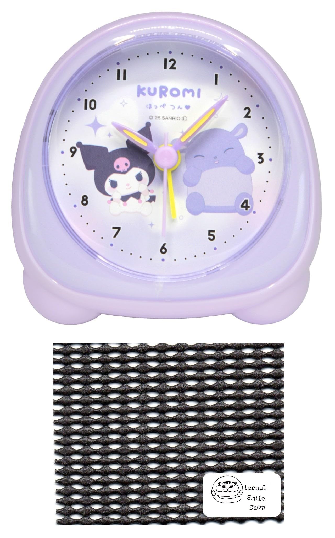 Sanrio Analog Alarm Desk Onigiri Alarm with featuring Cheeky Kuromi Clock, Clock, Clock, Light, (Clock, Non-slip Mat)