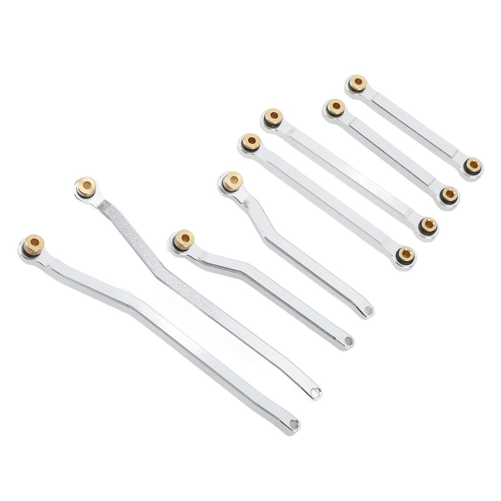8PCS RC Wheelbase Link Rod Copper Aluminum Alloy RC Chassis Linkage Pull Rod for HOBBYPLUS 1 18 4WD CP18P RC Cars Silver