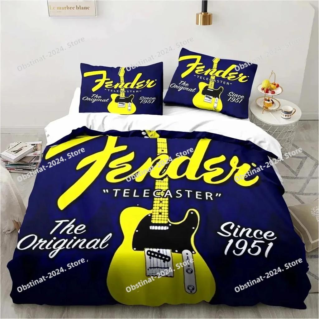 Fender Music Twin Bedding Guitar Set Bedding Set Print With Pillowcase Bed Duvet Cover Soft Single Double Queen Super King Size