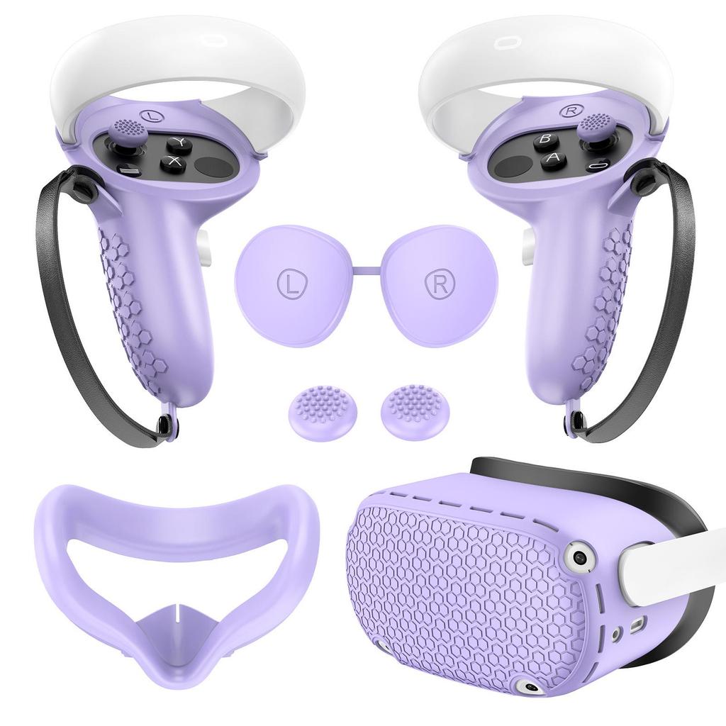 Five-Piece Silicone Protective Case Set for Meta/Oculus Quest 2: VR Controller and Main Unit Covers